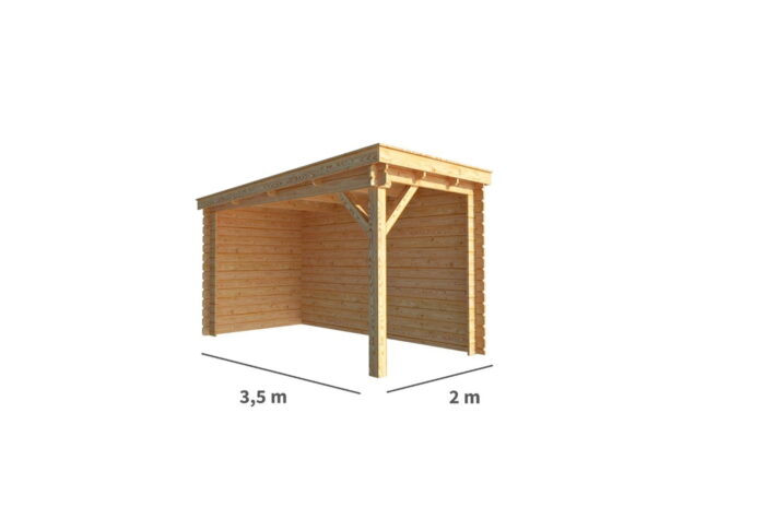 Warentuin collection Overkapping Els-Maya 250 cm bij 350 cm diep lessenaarsdak – bruin