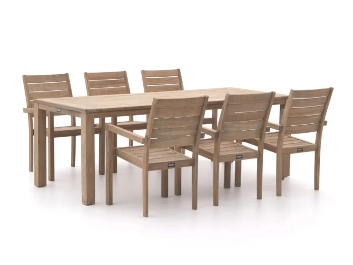 ROUGH Furniture ROUGH-S 220cm dining tuinset 7-delig stapelbaar - Bruin