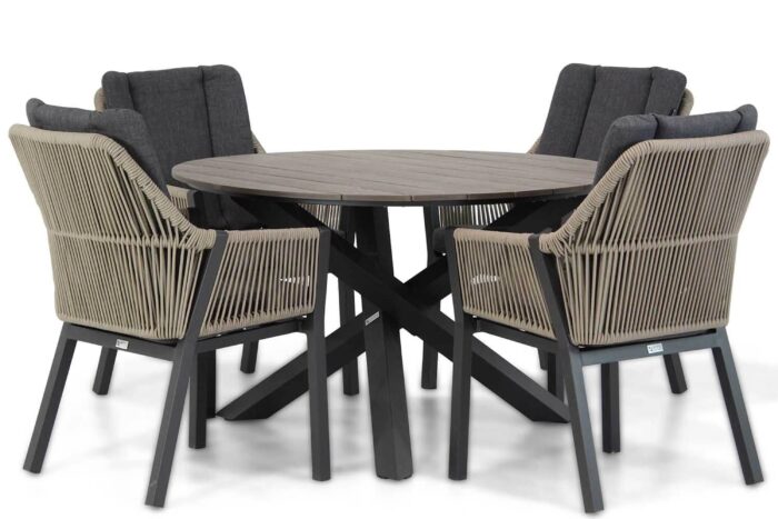 Lifestyle Garden Furniture Verona/Ancona 125 cm dining tuinset 5-delig – Taupe-naturel-bruin