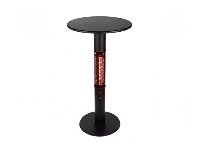 Monti HeatLine + 15% kassakorting | Vibe bartafel met terrasverwarmer 1500W ø60cm (h: 110cm) – Zwart
