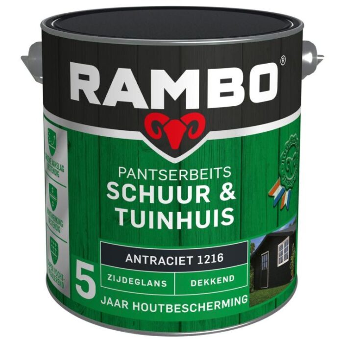 Rambo Pantserbeits schuur en tuinhuis zg dek 1216 2,5l – zwart