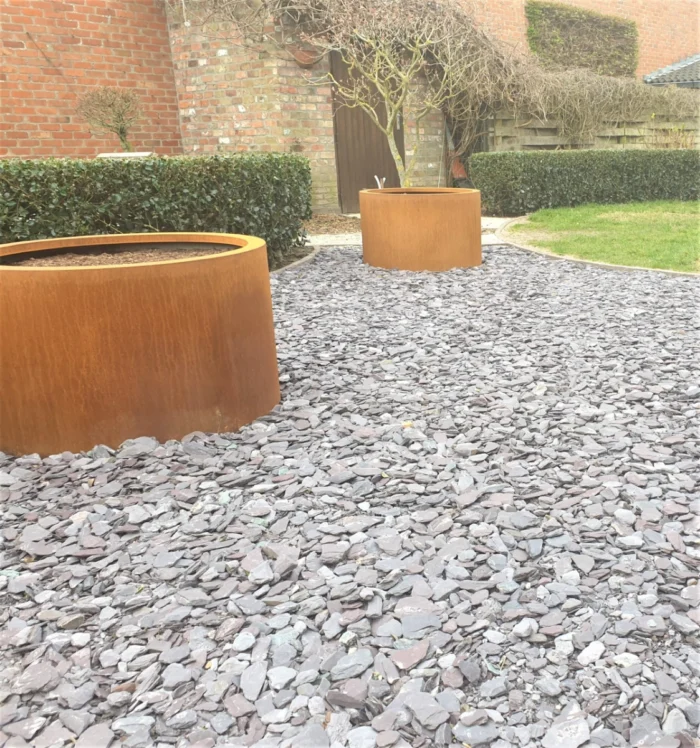 Bloembak plantenbak rond cortenstaal met bodem 35x100cm