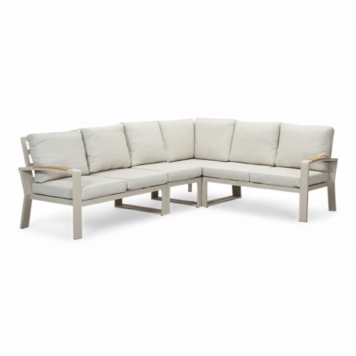 LUX outdoor living Seattle hoek loungeset 6 personen | aluminium + polywood | beige | 5-delig 270x210cm