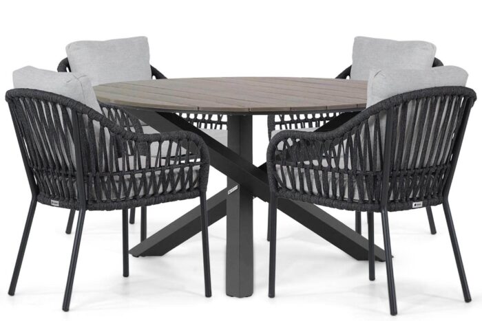 Coco Puerto/Ancona 125 cm dining tuinset 5-delig – Grijs-antraciet