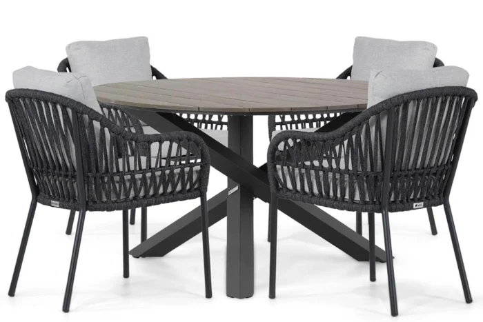 Coco Puerto/Ancona 125 cm dining tuinset 5-delig - Grijs-antraciet