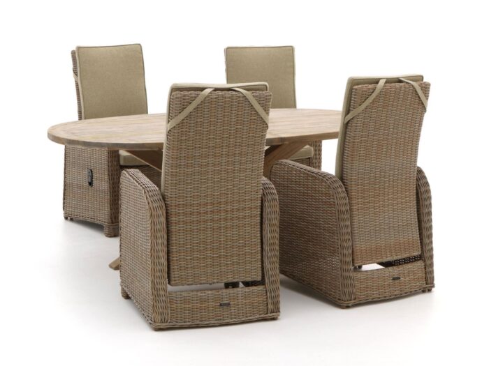 Intenso Furniture Umbria/ROUGH-Y Ellips 200cm dining tuinset 5-delig verstelbaar – Taupe