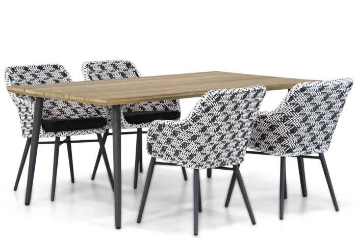 Lifestyle Garden Furniture Crossway/Montana 180 cm dining tuinset 5-delig – Zwart-wit