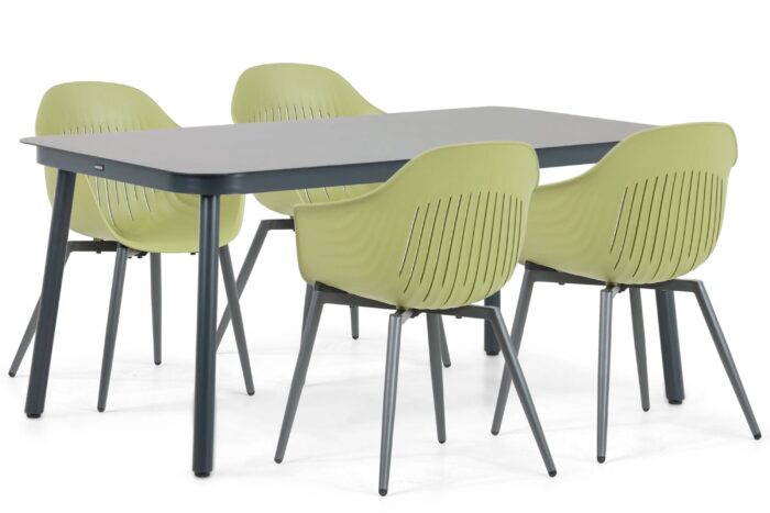 Lifestyle Garden Furniture Lissabon/Tavano 160 cm dining tuinset 5-delig – Groen