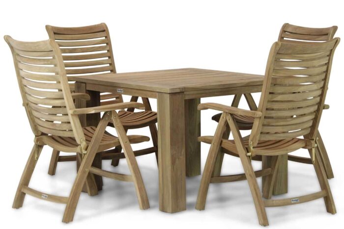 Garden Collections Birmingham/Brighton 100 cm dining tuinset 5-delig – Old teak greywash