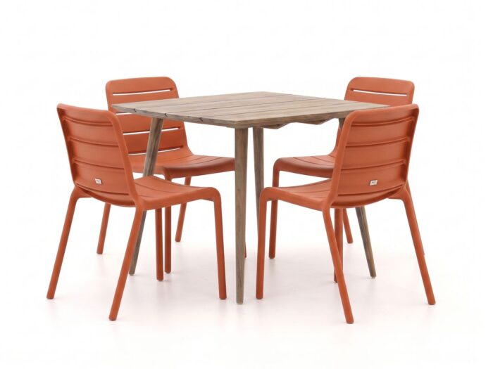 Forza Furniture Forza Narni/ROUGH-K 90cm dining tuinset 5-delig stapelbaar Laagste prijsgarantie!