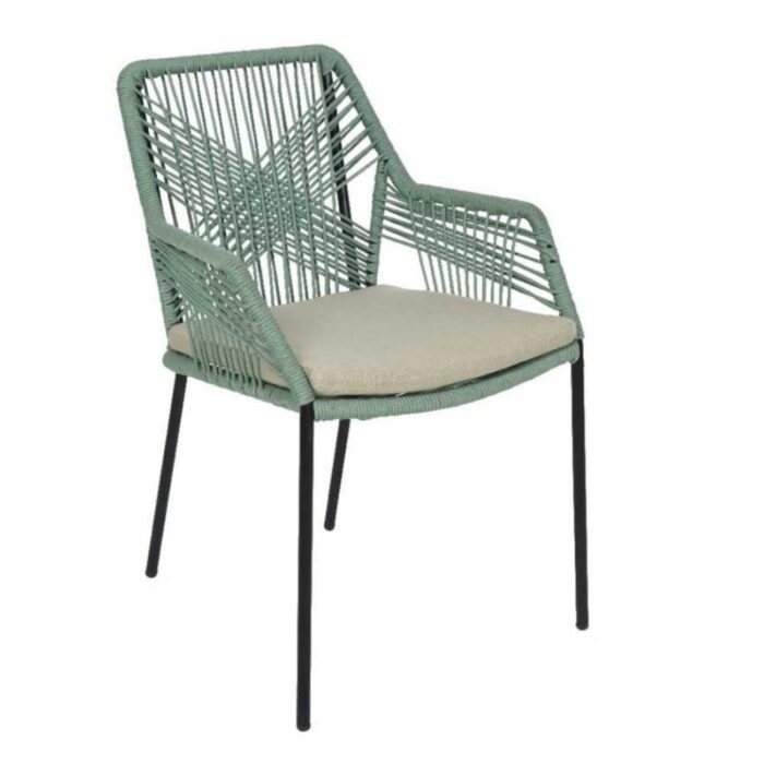 BUITEN living Seville dining tuinstoel stapelbaar | touw + staal | mint – Groen