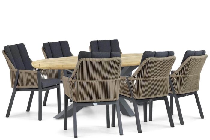 Lifestyle Garden Furniture Verona/Diogo 240 cm dining tuinset 7-delig – Taupe-naturel-bruin