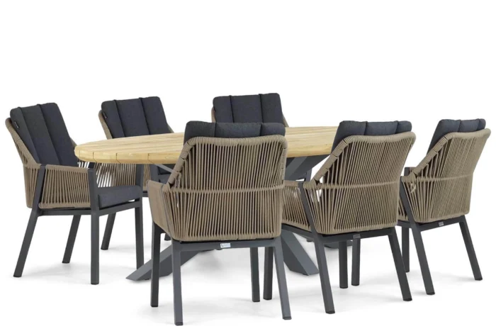 Lifestyle Garden Furniture Verona/Diogo 240 cm dining tuinset 7-delig - Taupe-naturel-bruin