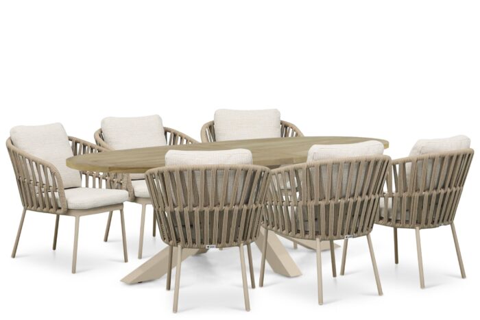 Coco Elara/Brookline 240×120 cm dining tuinset 7-delig – Zand/Beige