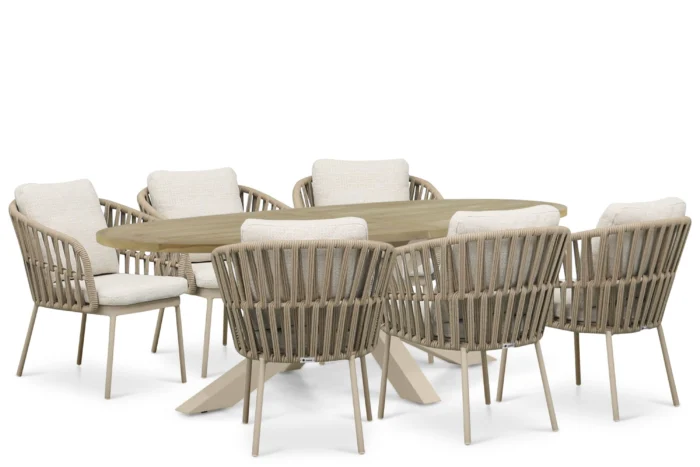 Coco Elara/Brookline 240x120 cm dining tuinset 7-delig - Zand/Beige