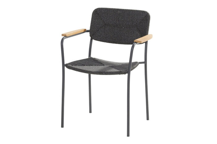 4 Seasons Outdoor | Bora Stapelstoel met Teak Arm | Antraciet