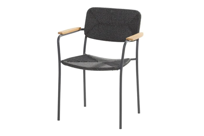 4 Seasons Outdoor | Bora Stapelstoel met Teak Arm | Antraciet