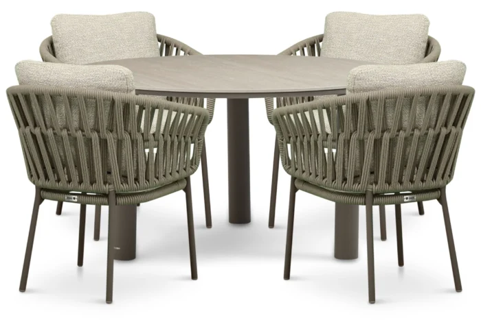 Coco Viento/Trino 140 cm dining tuinset 5-delig - Zand/Beige