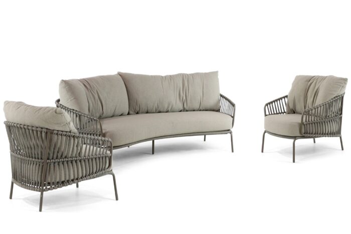 4 Seasons Outdoor Capalbio stoel-bank loungeset 3-delig – Taupe-naturel-bruin