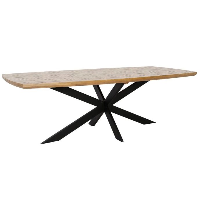 LUX outdoor living Salo dining tuintafel 6 personen | hardhout + staal | teaklook | 240cm Deens ovaal – Dark teaklook