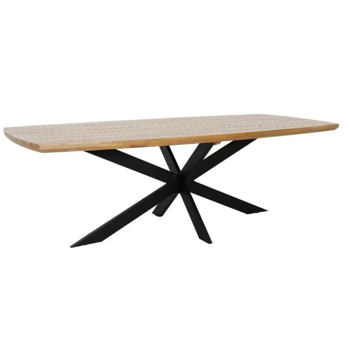 LUX outdoor living Salo dining tuintafel 6 personen | hardhout + staal | teaklook | 240cm Deens ovaal - Dark teaklook