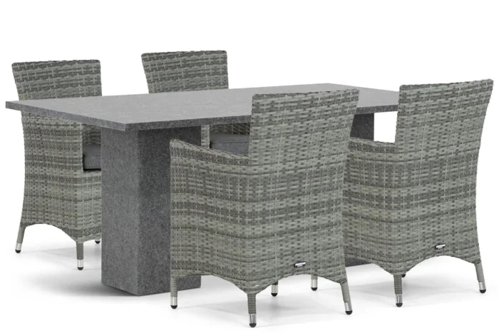 Domani Furniture Miami/Graniet 180 cm dining tuinset 5-delig - Grijs-antraciet