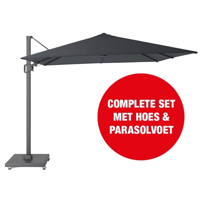 Buitengewoon de boet Halifax Zweefparasol Set 300×300 cm Antraciet