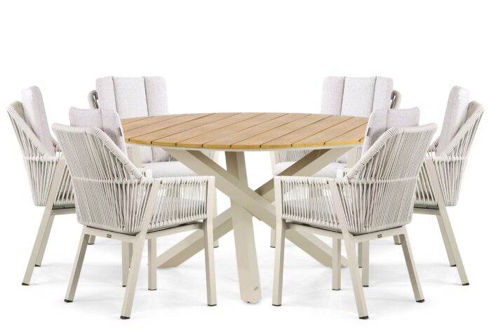 Lifestyle Garden Furniture Verona/Ancona 150 cm dining tuinset 7-delig – Taupe-naturel-bruin