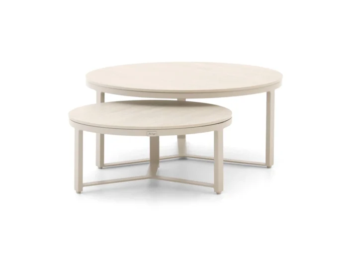 Bellagio tuinmeubelen Ficarolo lounge tuintafelset ø85cm(h:35cm)/ø65cm (h:30cm) - Taupe