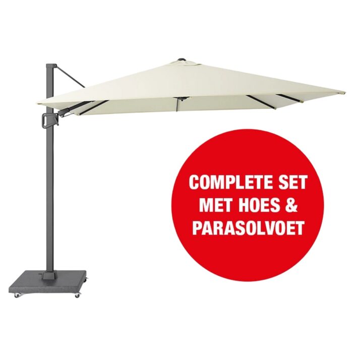 Buitengewoon de boet Halifax Zweefparasol Set 300×300 cm Ecru – wit