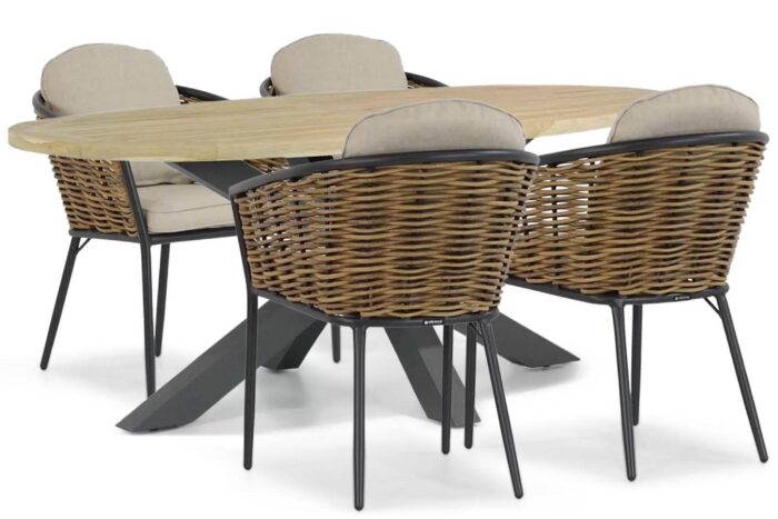 Lifestyle Garden Furniture Nice/Brookline 200 cm dining tuinset 5-delig – Grijs-antraciet