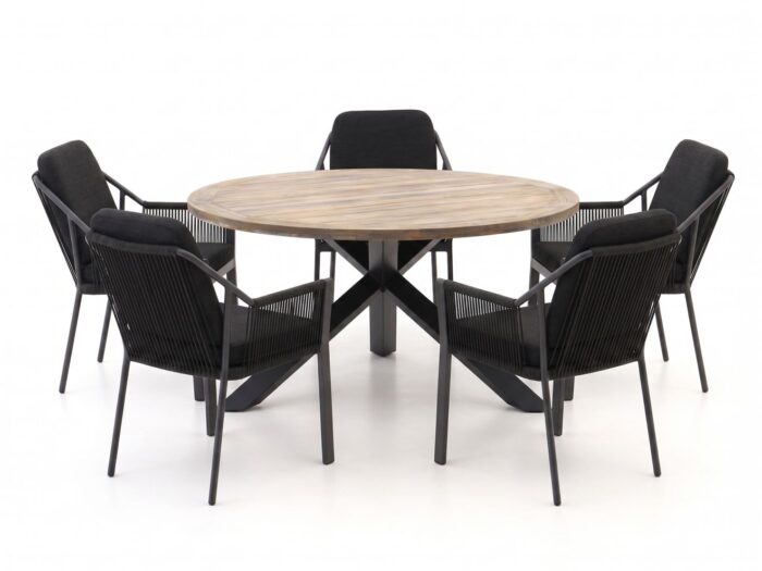 Tierra Outdoor Liv/ROUGH-Y Ø150cm dining tuinset 6-delig stapelbaar Laagste prijsgarantie!