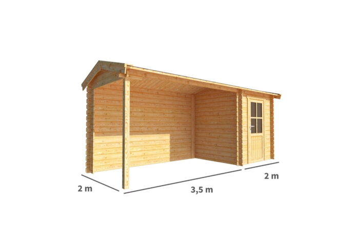 Warentuin collection Blokhut, tuinhuisje met overkapping Fenna-Jolien 550 cm bij 200 cm diep zadeldak 5 – bruin