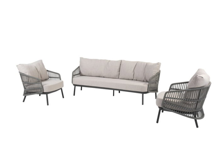 Taste Alicante 2xlounge stoel en 1×3-zits lounge bank antraciet
