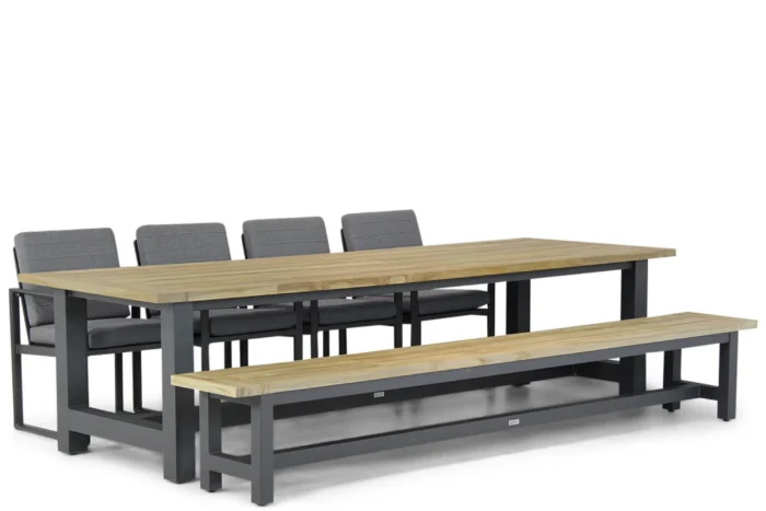 Santika Furniture Zaga/San Fransisco 300 cm dining tuinset 6-delig - Grijs-antraciet
