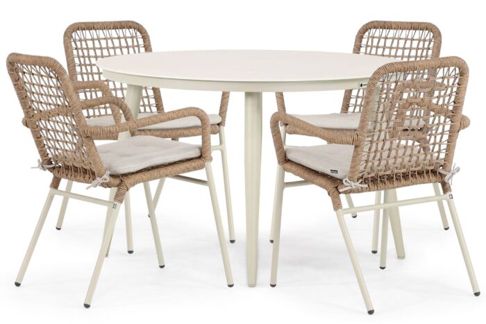 De Laan Projects Lifestyle Catalone/Vienna 120 cm dining tuinset 5-delig – Taupe-naturel-bruin