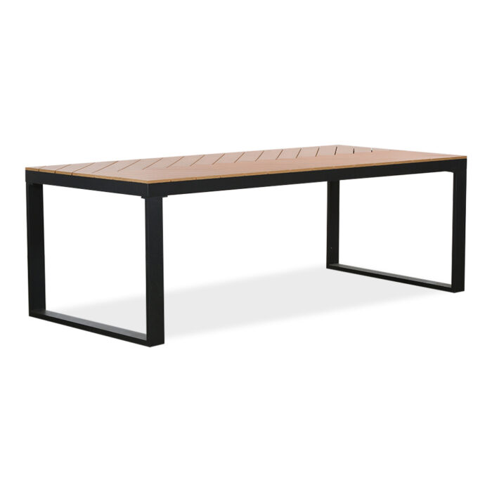 LUX outdoor living Kampa dining tuintafel visgraatblad 6 personen | polywood + aluminium | Natural Wood | 210cm – Taupe – Naturel – Bruin