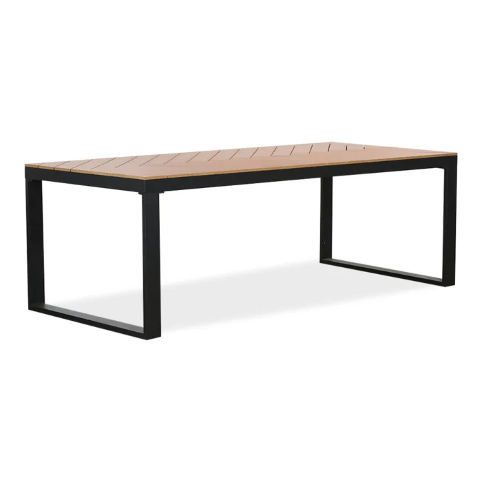 LUX outdoor living Kampa dining tuintafel visgraatblad 6 personen | polywood + aluminium | Natural Wood | 210cm - Taupe - Naturel - Bruin