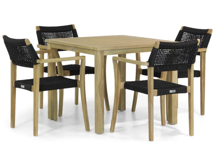 Lifestyle Garden Furniture Dallas/Weston 90 cm dining tuinset 5-delig – Zwart