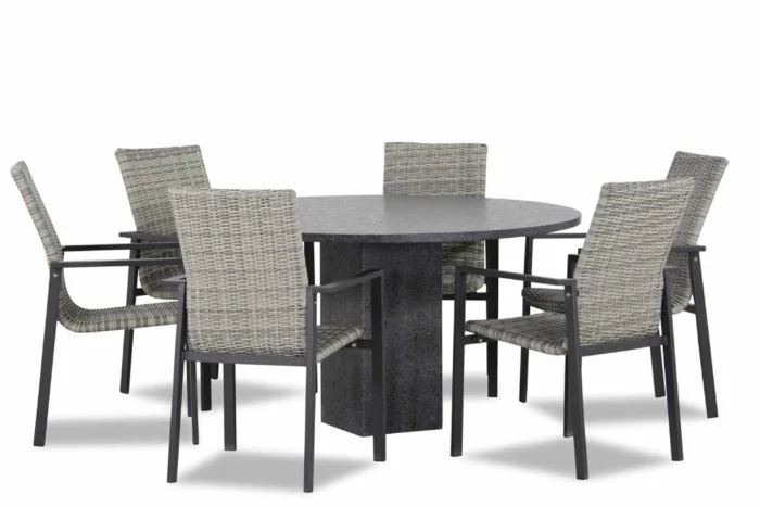 Lifestyle Garden Furniture Upton/Graniet triangel 170 cm dining tuinset 7-delig - Grijs-antraciet