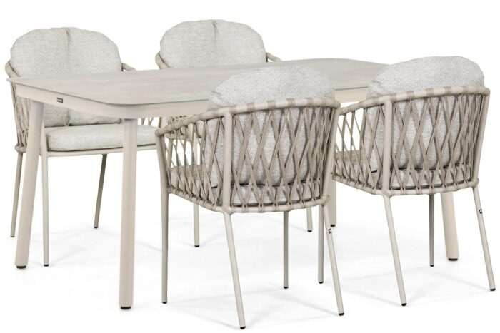 Lifestyle Garden Furniture Morano/Tavano 160×90 cm dining tuinset 5-delig – Zand/Beige
