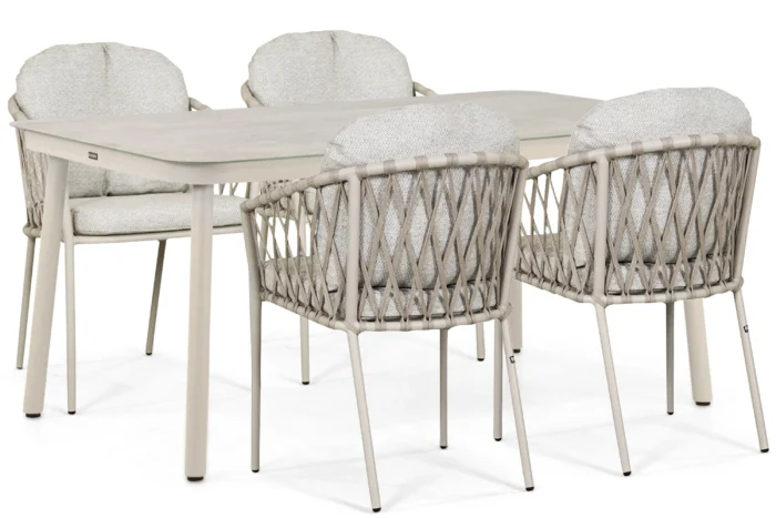 Lifestyle Garden Furniture Morano/Tavano 160x90 cm dining tuinset 5-delig - Zand/Beige