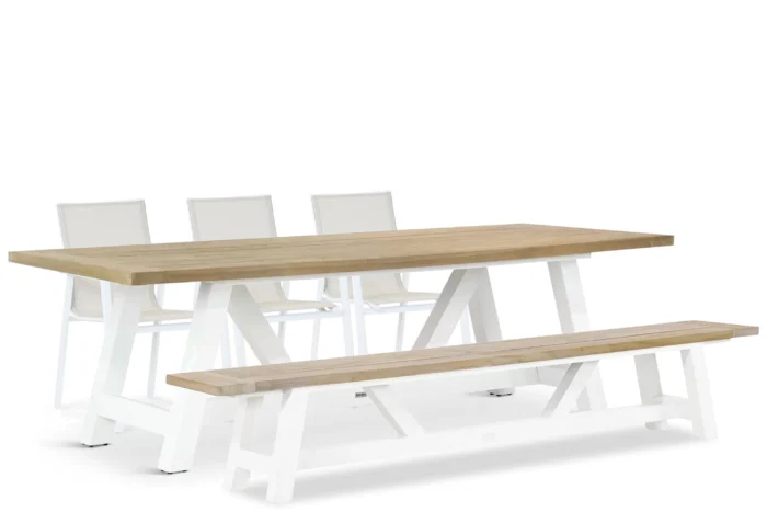Lifestyle Garden Furniture Fiora/Florence 260 cm dining tuinset 5-delig - Wit