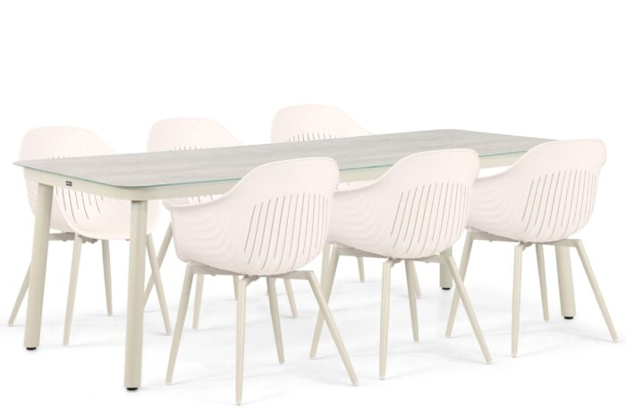Lifestyle Garden Furniture Lissabon/Tavano 220 cm dining tuinset 7-delig – Taupe-naturel-bruin