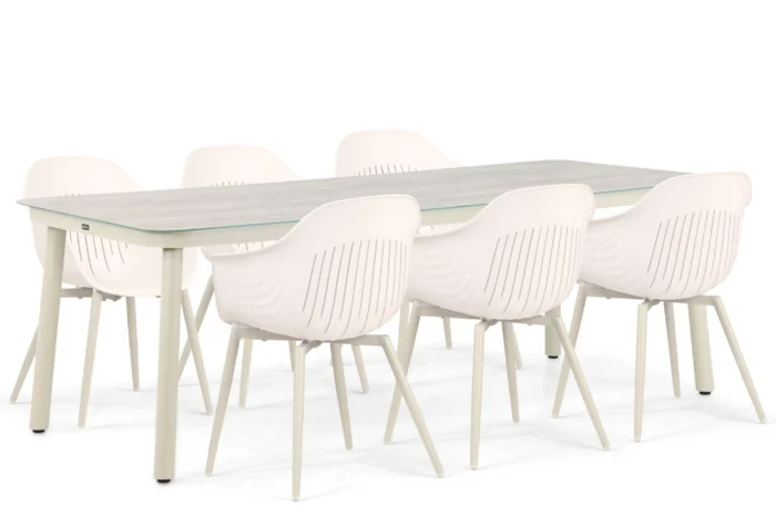 Lifestyle Garden Furniture Lissabon/Tavano 220 cm dining tuinset 7-delig - Taupe-naturel-bruin