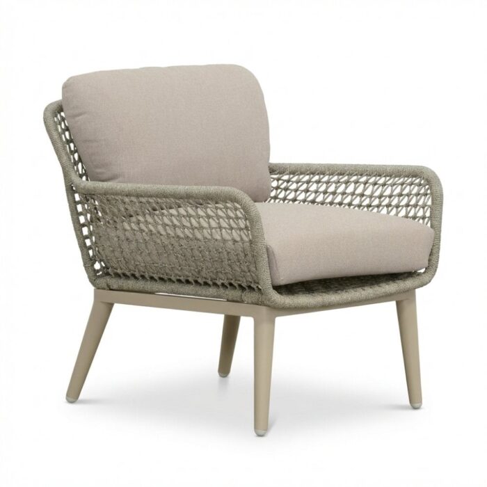 LUX outdoor living Mila low dining tuinstoel | touw + aluminium | beige