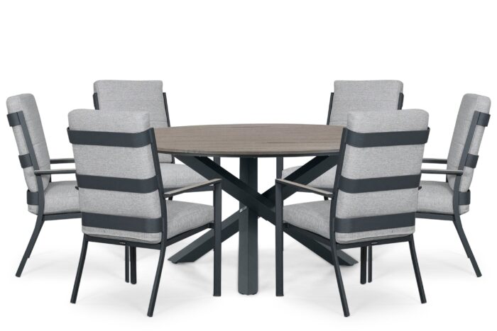 Lifestyle Garden Furniture Lecce/Ancona 150 cm dining tuinset 7-delig – Grijs-antraciet
