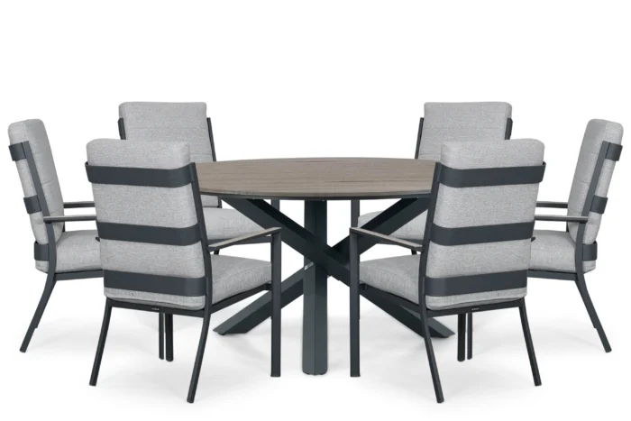 Lifestyle Garden Furniture Lecce/Ancona 150 cm dining tuinset 7-delig - Grijs-antraciet