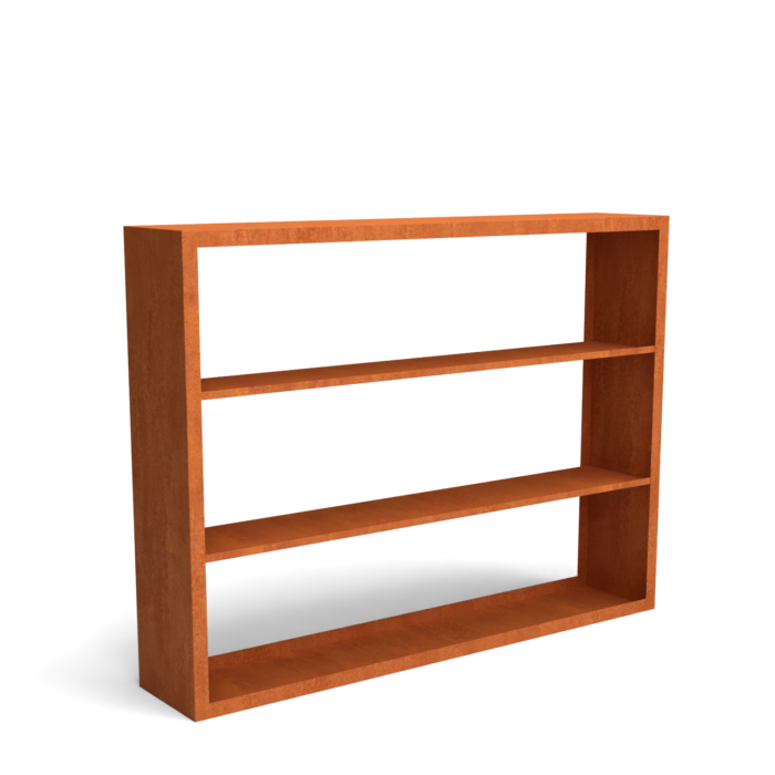 Geroba Egura cortenstaal houtopslag onderverdeling 3 vakken 2000x385x1500 mm – bruin