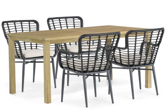 De Laan Projects Laan Toledo/Weston 160 cm dining tuinset 5-delig – Zwart